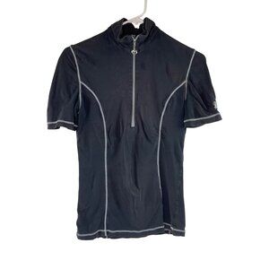 Goode Rider XS Black Short Sleeve Zip-Up Riding Shirt Cotton/Spandex Blend 84h